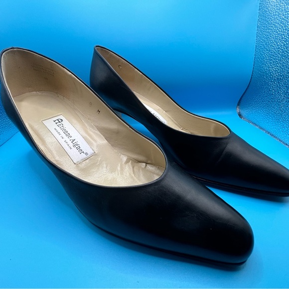Vintage Etienne Aigner Taylor Black Leather Slip On Pumps Made‎ In Spain Size 8 - Picture 4 of 13